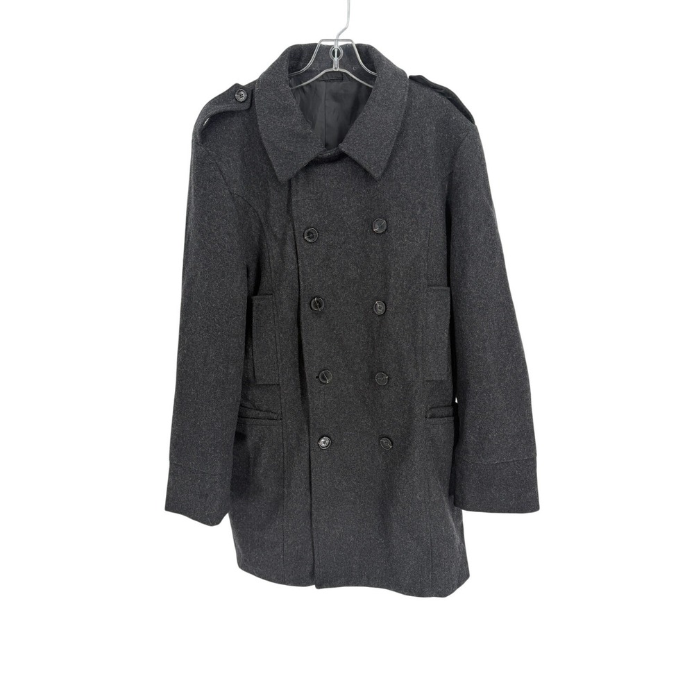 French Connection Pea Coat Wool Blend‎ Double Breasted Mens XXL Gray